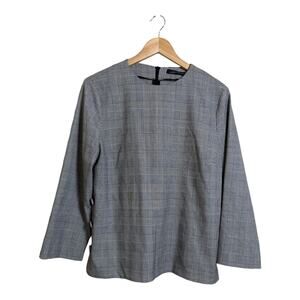 Zara Woman Women’s Gray Plaid Long Sleeve Blouse Preppy Workwear Size Small